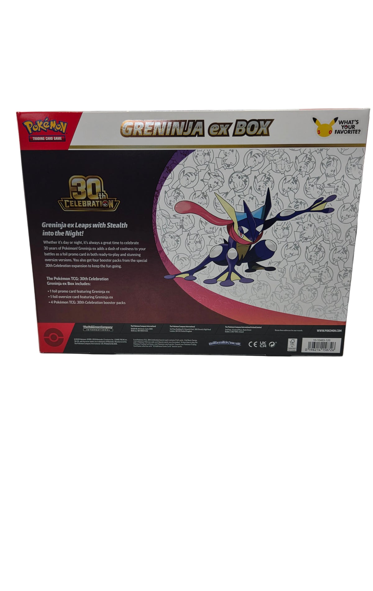 30TH ANNIVERSARY CELEBRATIONS EX BOX SYLVEON OR GRENINJA POKÉMON TCG